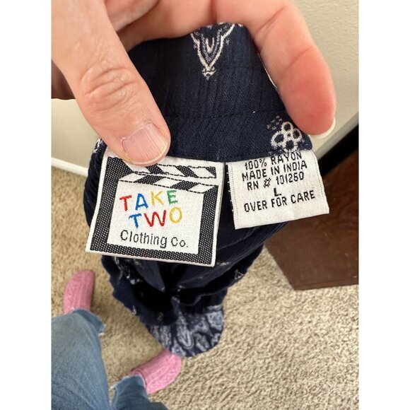 Take two Womens Blue Skirt Large vintage maxi elastic‎ waist pull on rayon - Picture 6 of 8